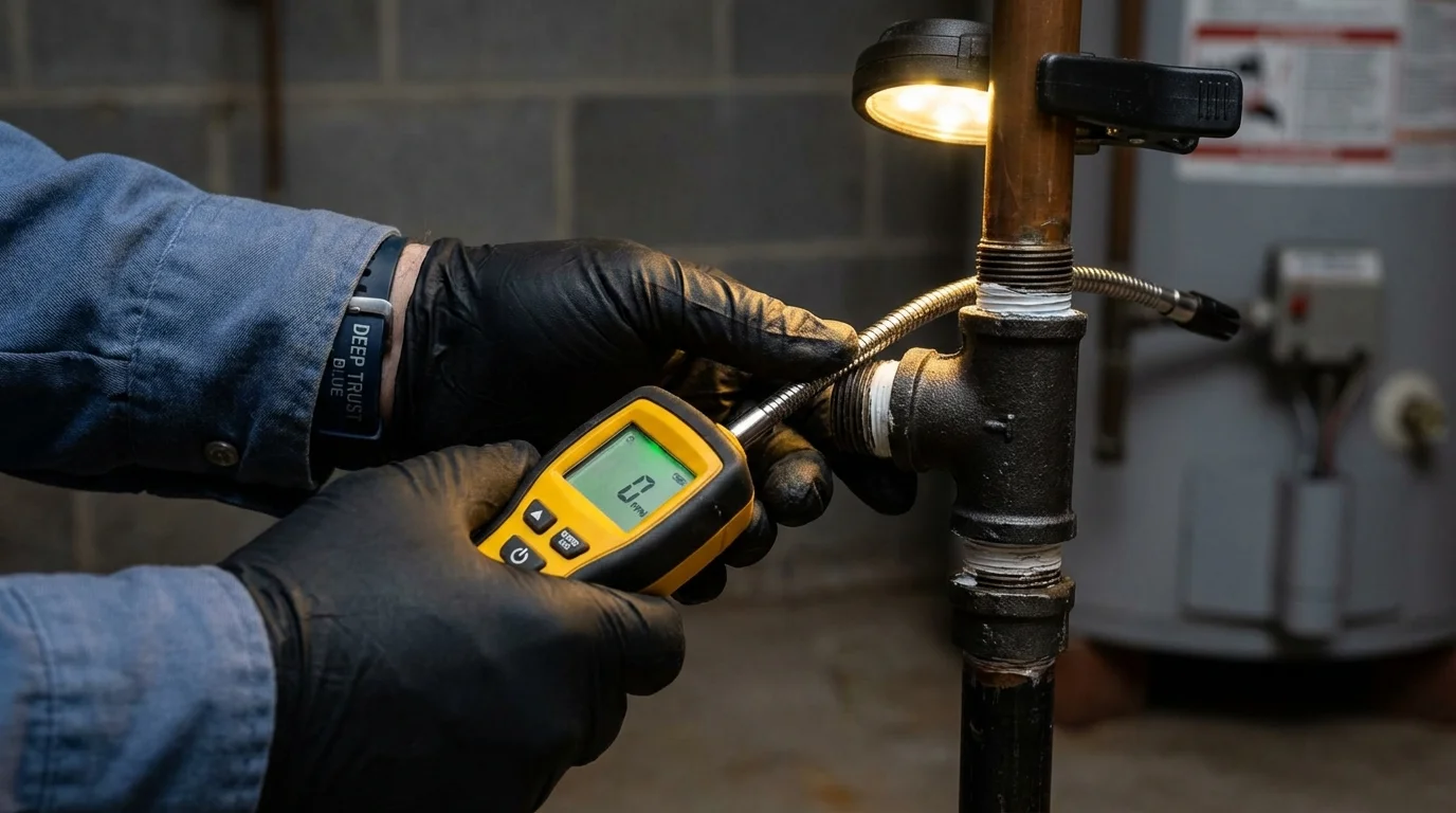 Gas leak detection with electronic sniffer by Johns Plumbing LLC in Dumfries