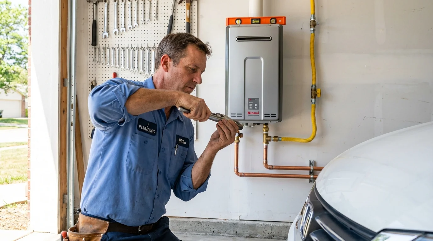 Tankless water heater installation by a Johns Plumbing LLC plumber in Dumfries
